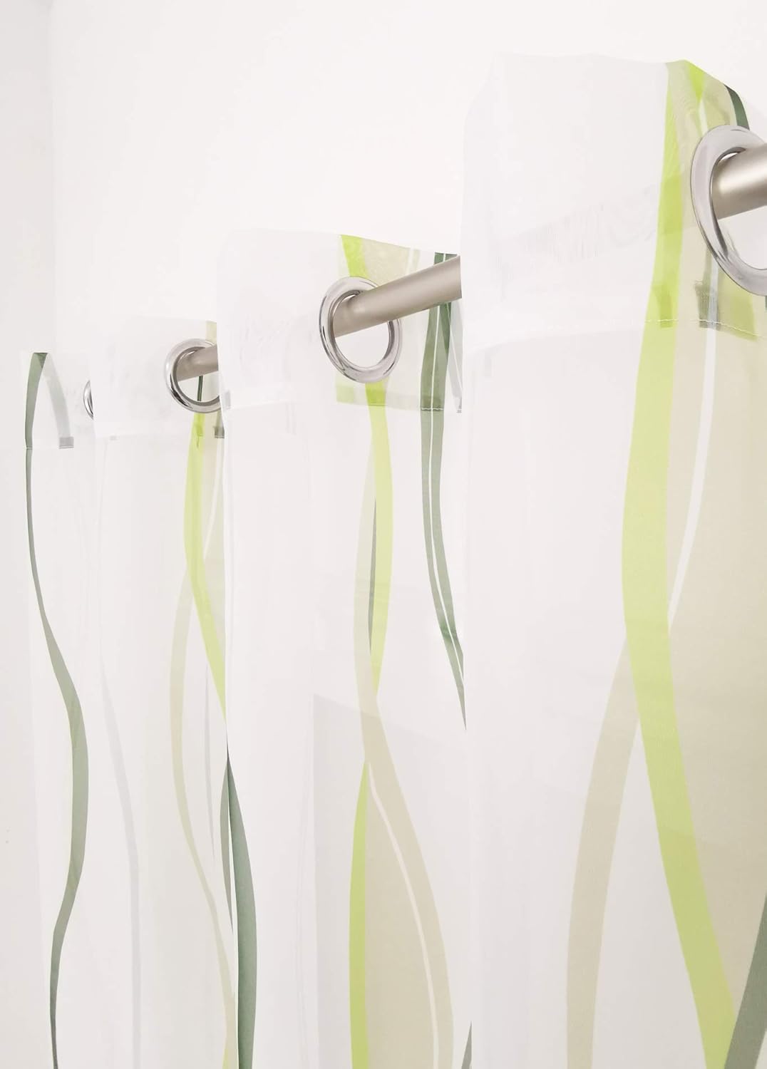BAILEY JO 1er-Pack Gardinen mit Wellen Druck Design Vorhang Transparent Voile Vorhänge (BxH 140x245c
