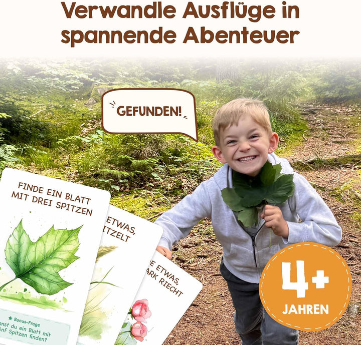 GEFUNDEN! Outdoor Suchspiel für Kinder ab 4 Jahren - [50 Karten] - Outdoor Spiele für Draussen, Scha