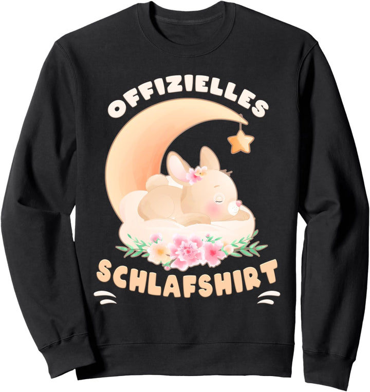 Offizielles Schlafshirt, Hase, Blumen, Mond Sweatshirt