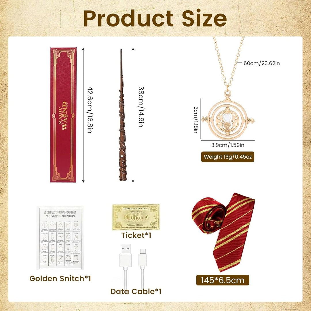 Hermine Zauberstab, 37CM Wiederaufladbar Magic Wand, Zauberstab Hermine Granger mit USB Aufladung, Z