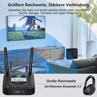 1Mii B06TX+ Bluetooth 5.0 Transmitter mit grosser Reichweite, AptX Low Latency und HD-Audio Bluetoot