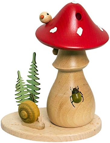 Drechslerei Kuhnert - Rauchfigur, Räucherfigur - Rauchpilz - ca. 14 cm - Made in Germany (Fliegenpil