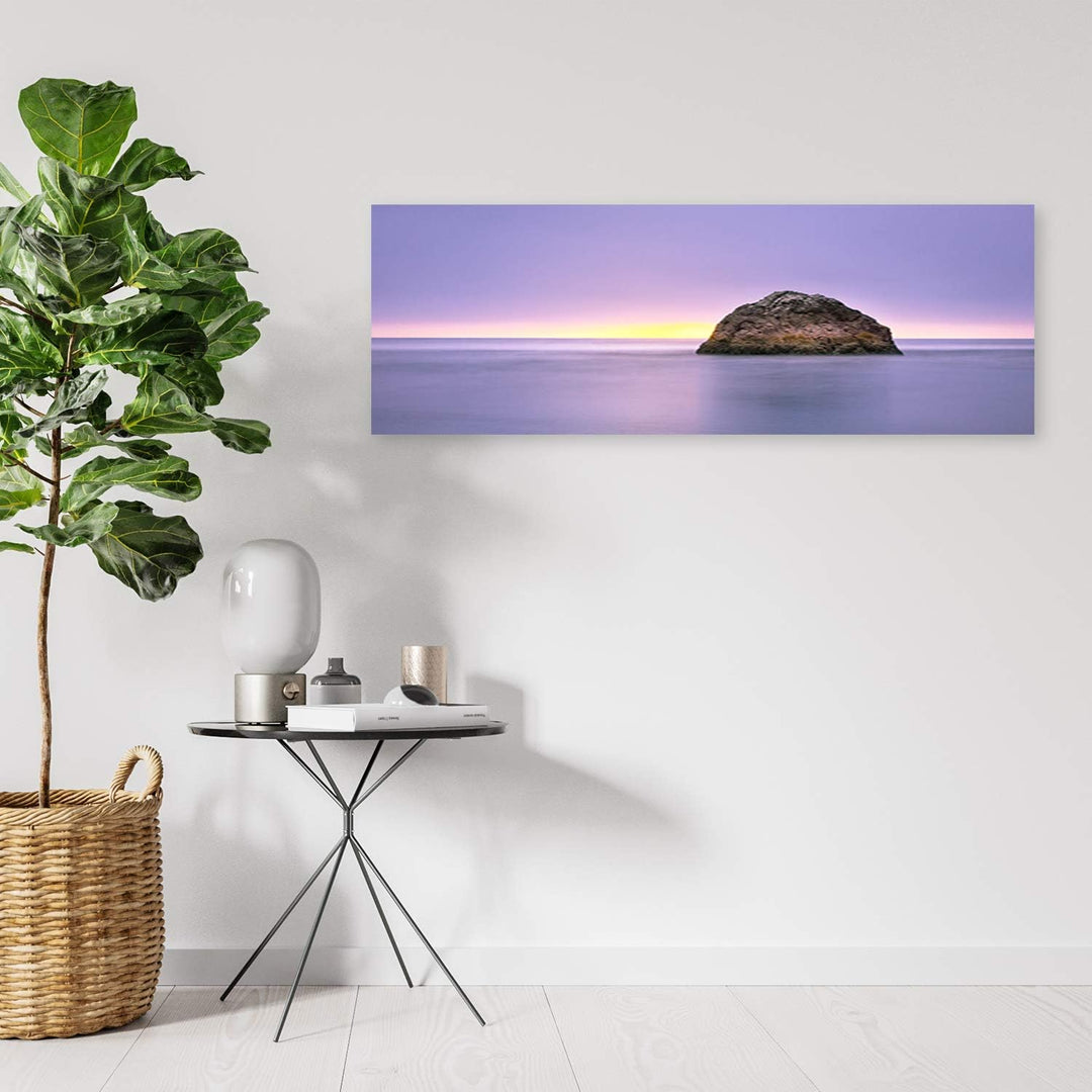 Feeby Frames Bilder Felsen Meer Sonnenuntergang XXL 120x40 cm 1Teilig Wohnzimmer Schlafzimmer Wandbi