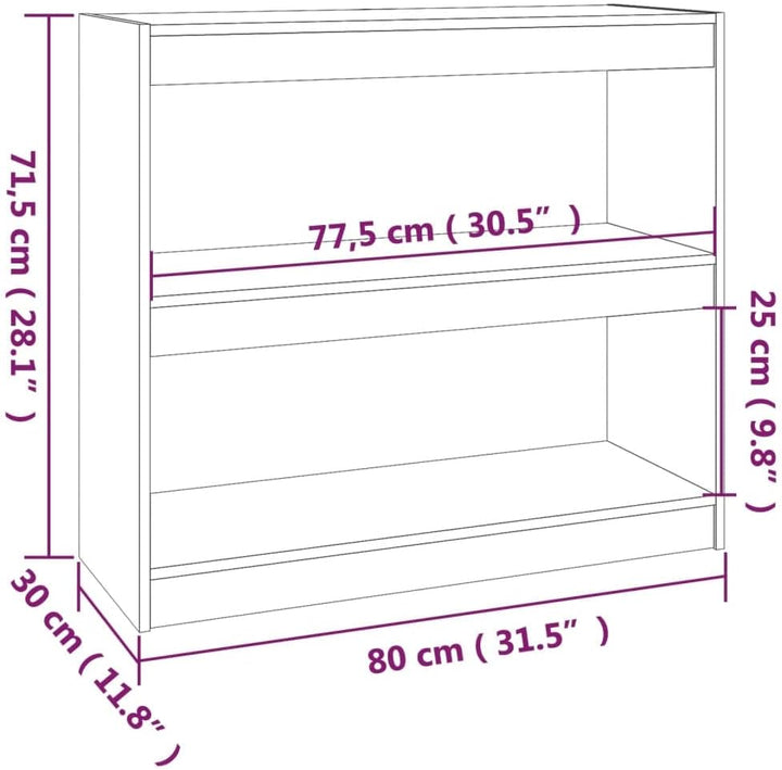 WIFESE Bücherregal Raumteiler 80x30x71,5 cm 2 Fächer Holzregal Standregal Bookshelf Aufbewahrungsreg