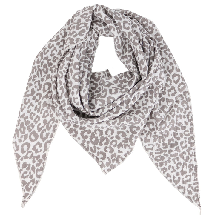 Damen Musselin Halstuch Made in Italy mit Leoprint oder Unifarben – Leichtes Dreieckstuch für Frühli