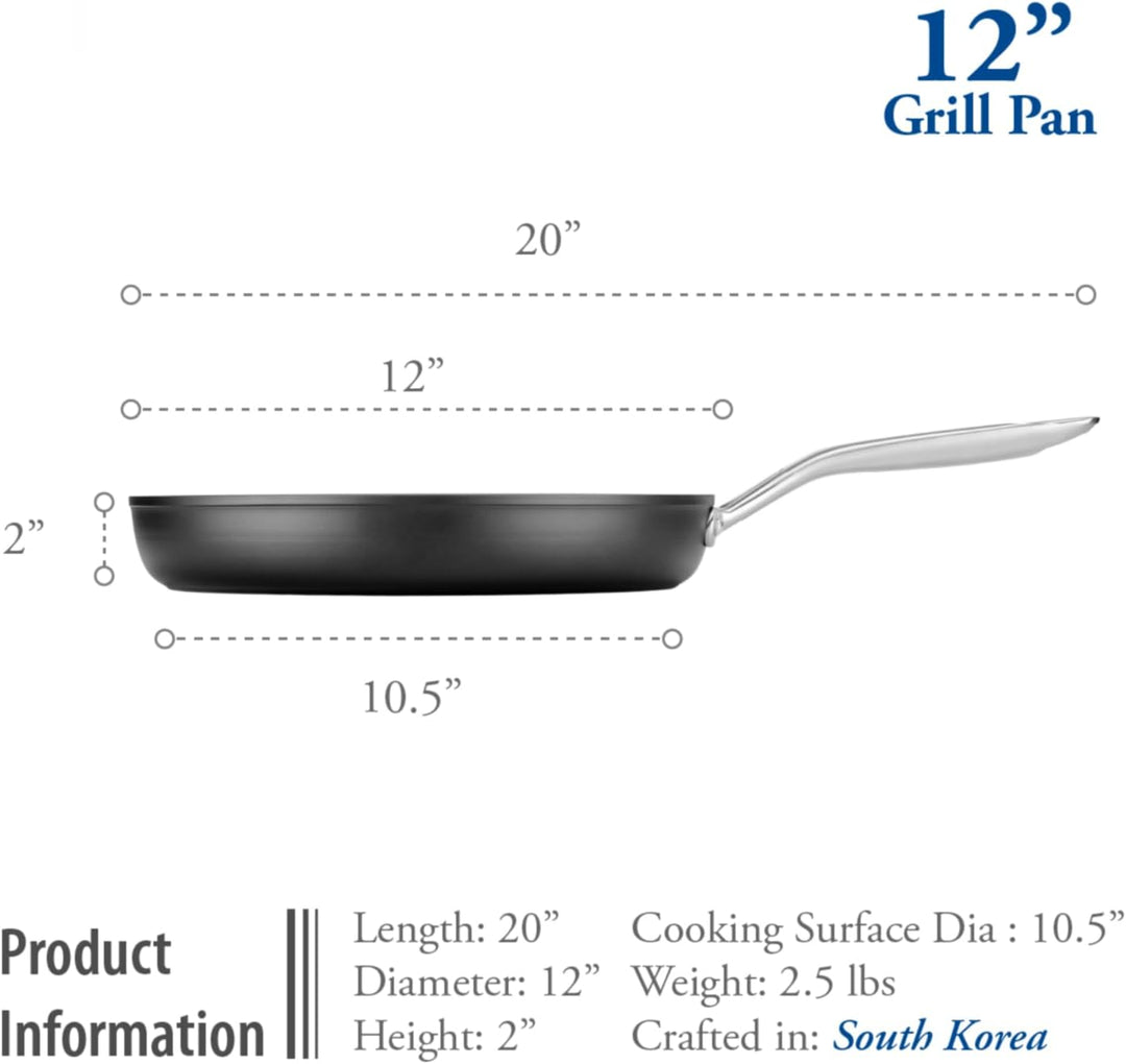TECHEF OXGP Onyx Collection Grillpfanne, Teflon-Platin-Antihaftbeschichtung, PFOA-frei, 30,5 cm, Alu