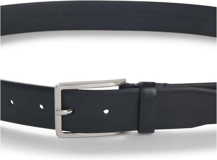 BOSS Herren Erman-L Sz35 Gürtel aus italienischem Leder mit Dornschliesse 80 Navy, 80 Navy