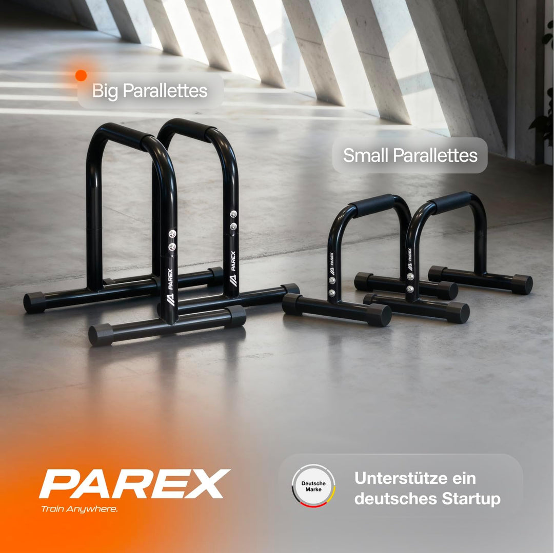 Parex Parallettes aus Stahl, gelenkschonende & rutschfeste Liegestützgriffe, Calisthenics Equipment