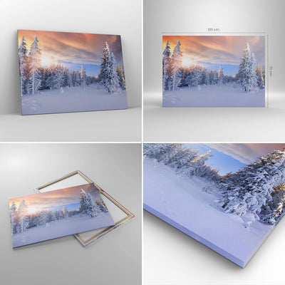 Bilder auf Leinwand 100x70cm Leinwandbild Abenteuer alpen winter schnee Gross Wanddeko Bild Schlafzi