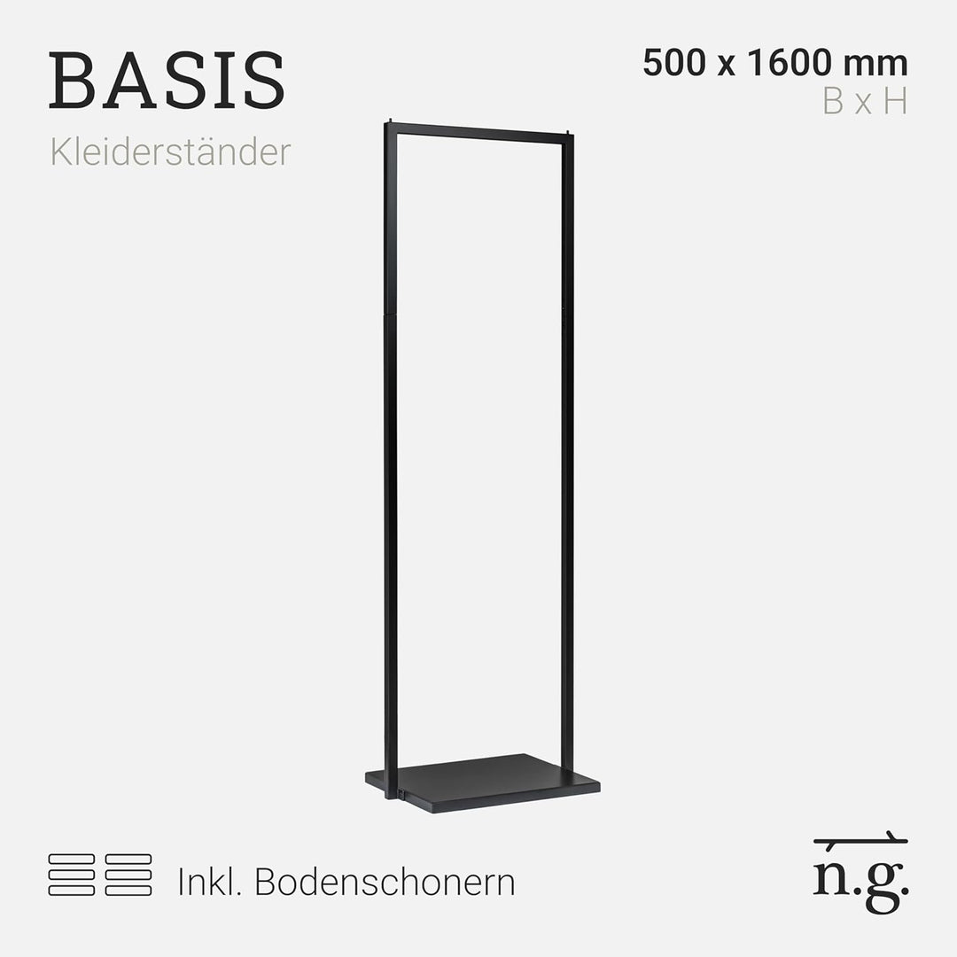 Natural Goods Berlin Kleiderständer BASIS (Schwarz, 50 cm) - Kleiderstange aus stabilem Metall - Fre