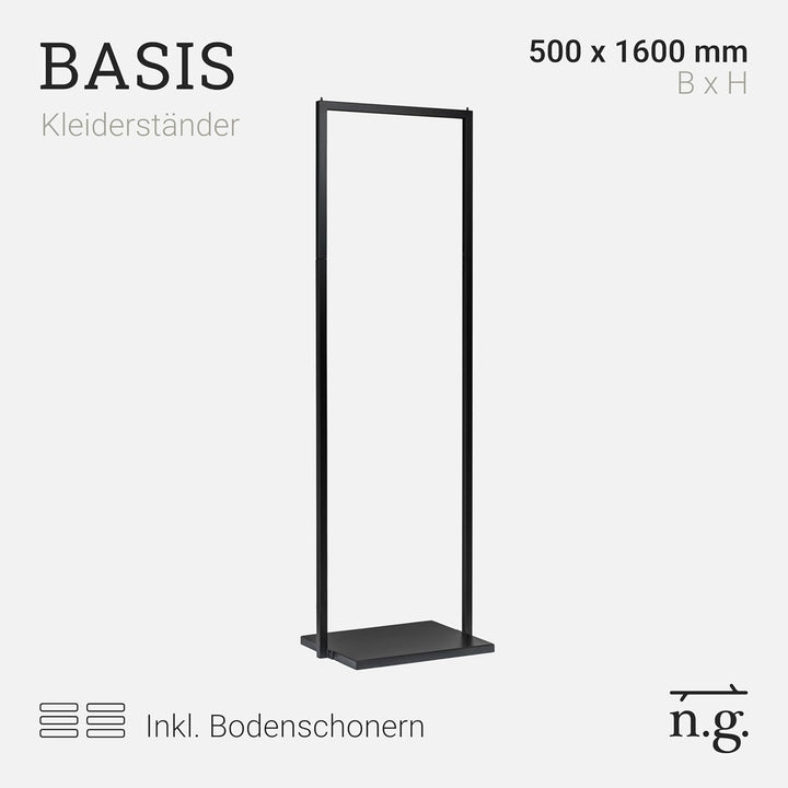 Natural Goods Berlin Kleiderständer BASIS (Schwarz, 50 cm) - Kleiderstange aus stabilem Metall - Fre