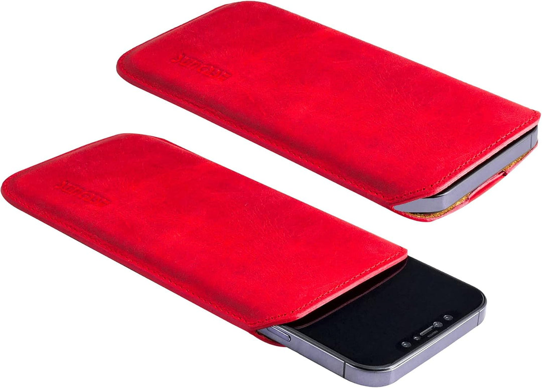 Suncase Original Leder Etui kompatibel mit iPhone 16 Pro (6,3 Zoll) Hülle Tasche Ultra Slim Ledertas