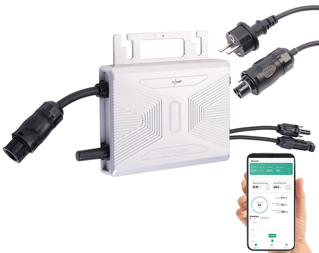revolt Microinverter: WLAN-Mikroinverter für Solarmodule, 400 W, App, geprüft (VDE-Normen) (Solar-We