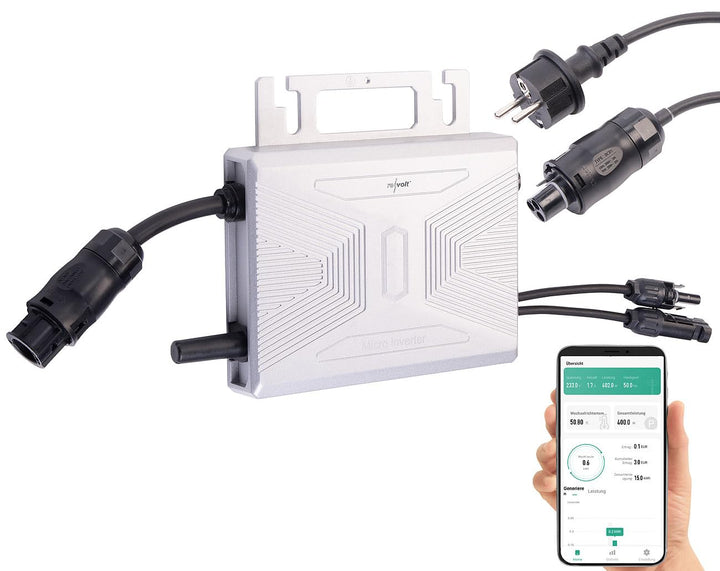 revolt Microinverter: WLAN-Mikroinverter für Solarmodule, 400 W, App, geprüft (VDE-Normen) (Solar-We