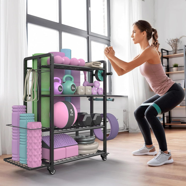 4-stöckiger Hantelständer, verstellbarer Hantelständer für Hanteln, Kugelhanteln, Yogamatte, Heim-Fi