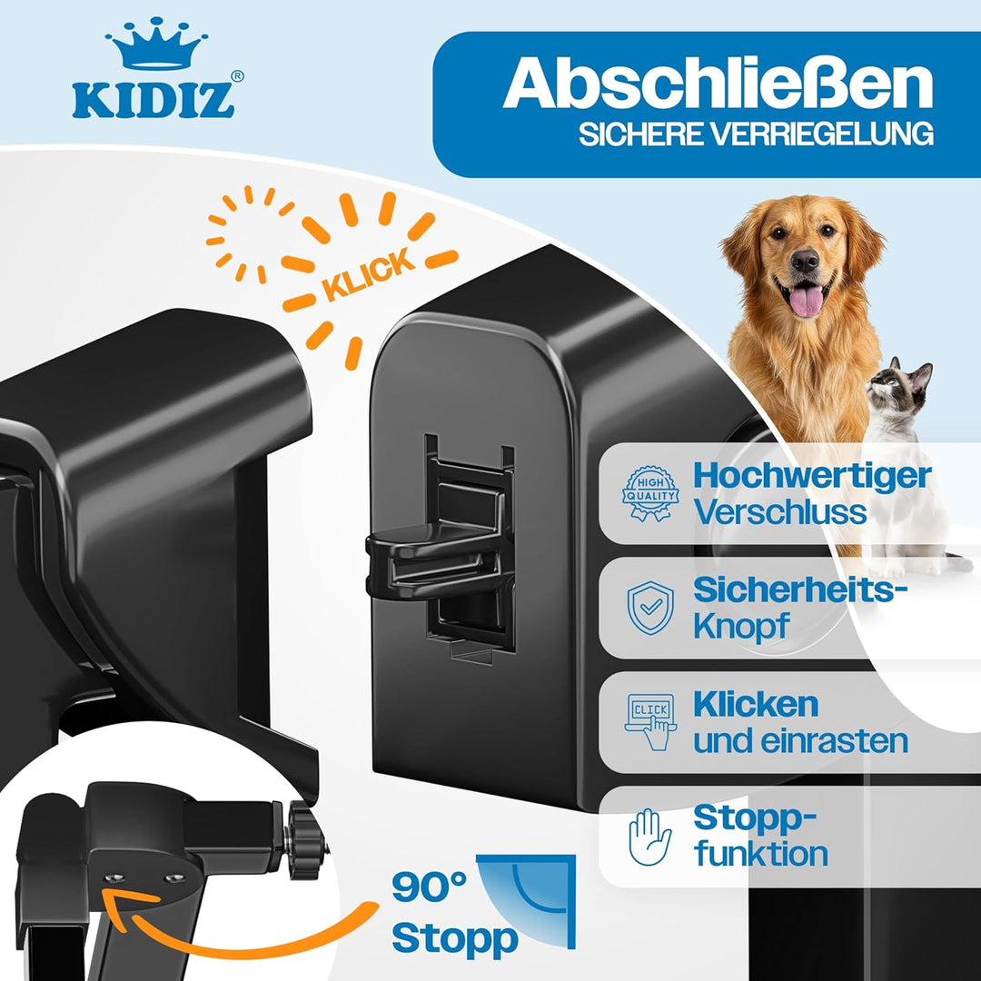 KIDIZ Treppenschutzgitter ohne Bohren | Verstellbare Breite: 74-80 cm, 75 cm hoch, Türschutzgitter u