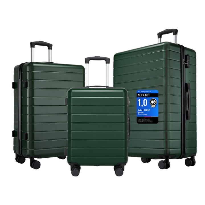 Handgepäck Koffer 3er Set, Leichter ABS+PC Reisekoffer für Flugzeug, Ryanair Trolley mit 4 Rollen, H