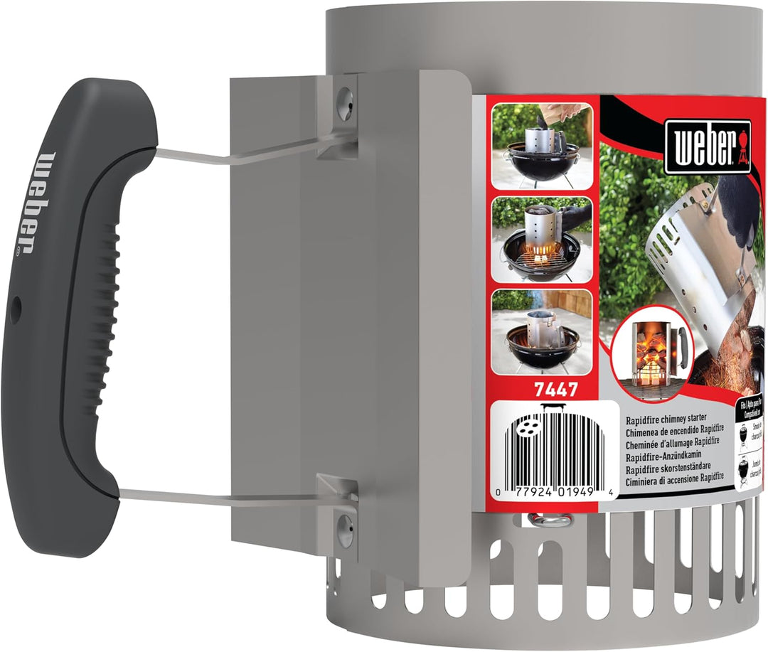 Weber Anzündkamin, Rapidfire Starter - Klein (20cm Höhe), kompakter Grillanzünder mit zwei Griffen,