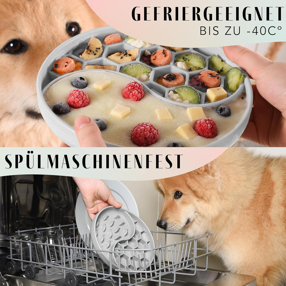 ne&no® Anti Schling Napf für Hunde und Katzen I Slow Feeder I Leckmatte Hund mit grossem Saugnapf I
