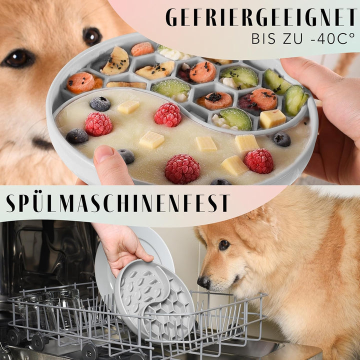 ne&no® Anti Schling Napf für Hunde und Katzen I Slow Feeder I Leckmatte Hund mit grossem Saugnapf I