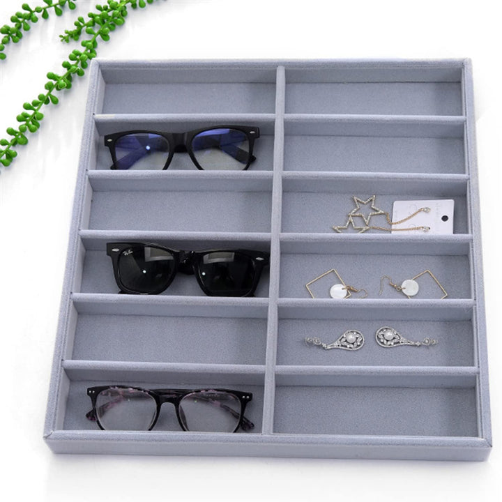 Sonnenbrillen Aufbewahrung, 12 Gitter Sonnenbrillenhalter Holz Brillenbox Brillen Organizer Aufbewah