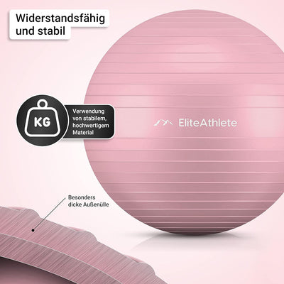 EliteAthlete Gymnastikball Sitzball Büro ergonomisch mit Anti Burst System - Fitness Pilates Schwang