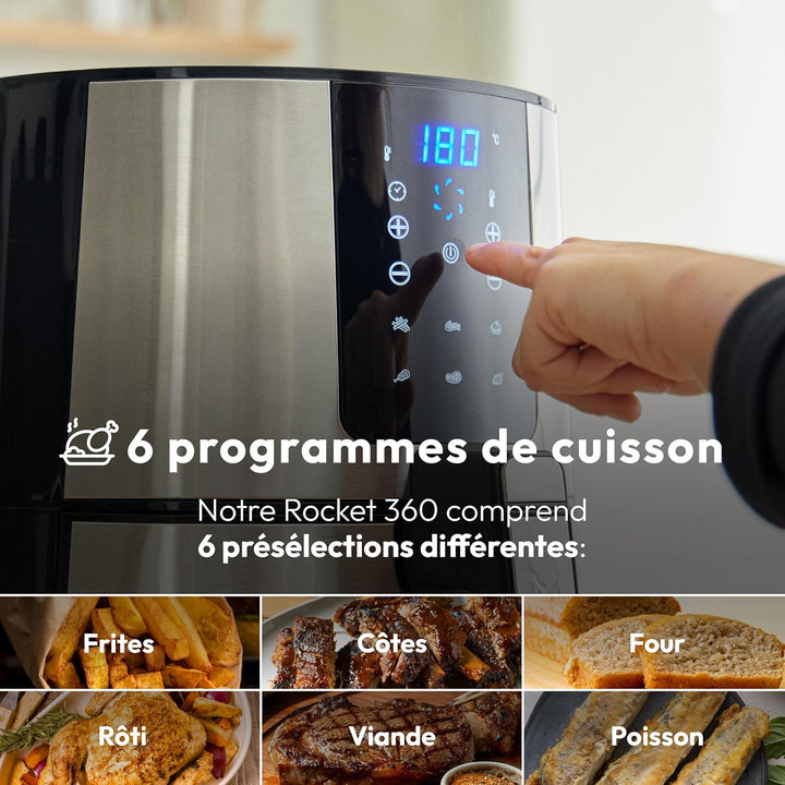 MasterPRO Rocket 360 | Hot Air Fryer | 3.6 L Capacity and 1500 W Power | LED Touch Screen and Non-St