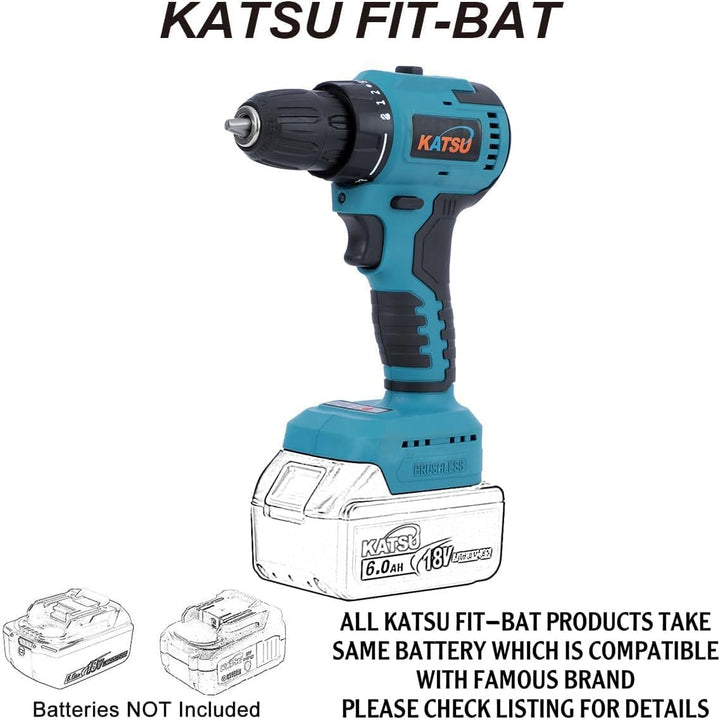 KATSU FIT-BAT Akku Bohrschrauber Brushless 21V Kompakte Akkuschrauber, 2 Geschwindigkeiten und LED-L
