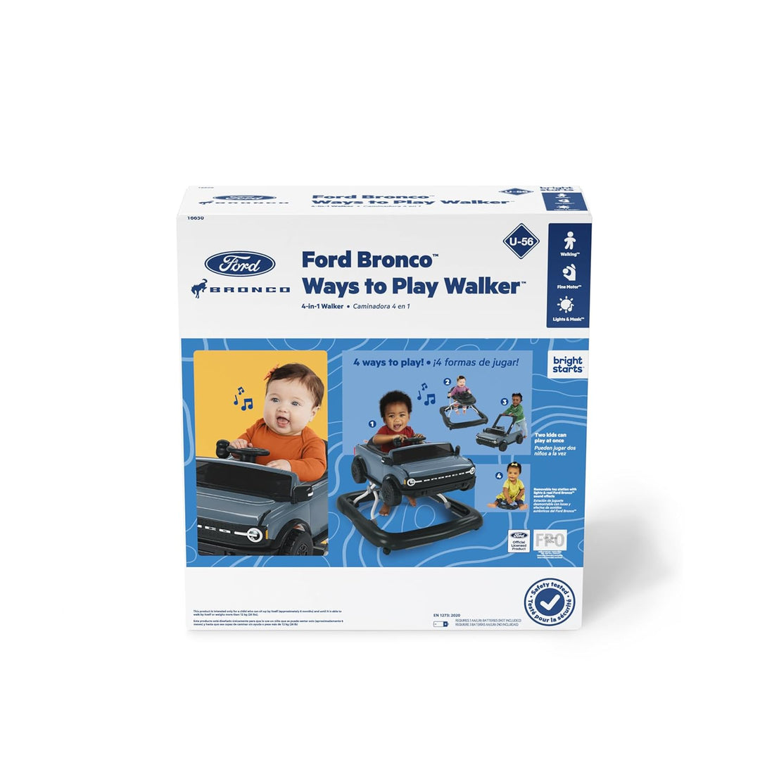 Bright Starts Ford Bronco 4-in-1 Spielmöglichkeiten Baby Lauflernwagen, Area 51 Blau, Unisex, Alter