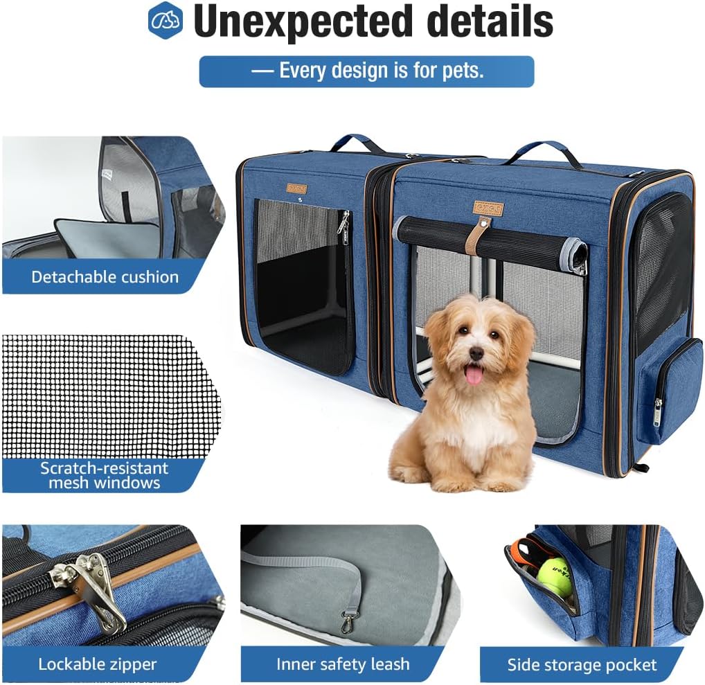 Lekeinchi 2-in-1 Hundebox Transportbox Katze für Mittelgrosses Haustier, Faltbare Katzentransportbox