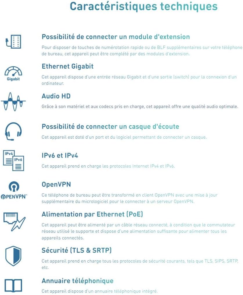 Snom D713 IP Telefon, SIP Tischtelefon (2,8" TFT-Farbdisplay 320 x 240 Pixel, 4 Programierbare Taste