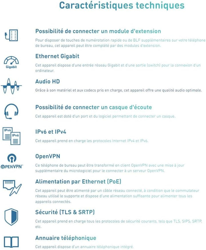 Snom D713 IP Telefon, SIP Tischtelefon (2,8" TFT-Farbdisplay 320 x 240 Pixel, 4 Programierbare Taste