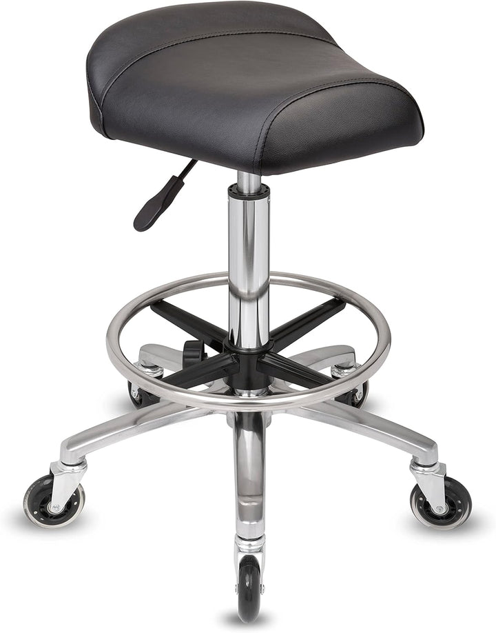 Staboos Rollhocker bis 160 kg - Sattelsitz und Fussstütze ergonomisch geformter Praxishocker (Premiu