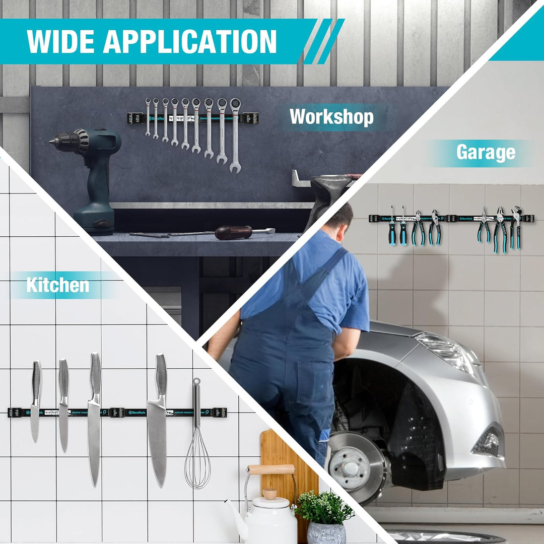 DURATECH Magnetleiste Werkzeug Set 4 Stück, Magnethalter Werkzeughalter Wand, Starke Magnete, Einfac