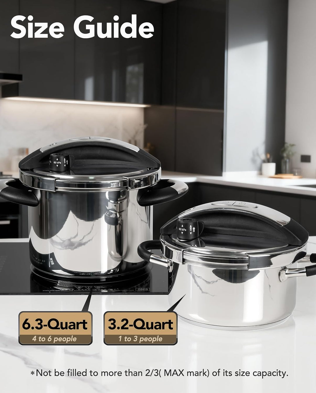 MICHELANGELO Edelstahl-Schnellkochtopf 6 Liter, für Induktion | 3-in-1 Schnellkochtopf, Reiskocher &amp;