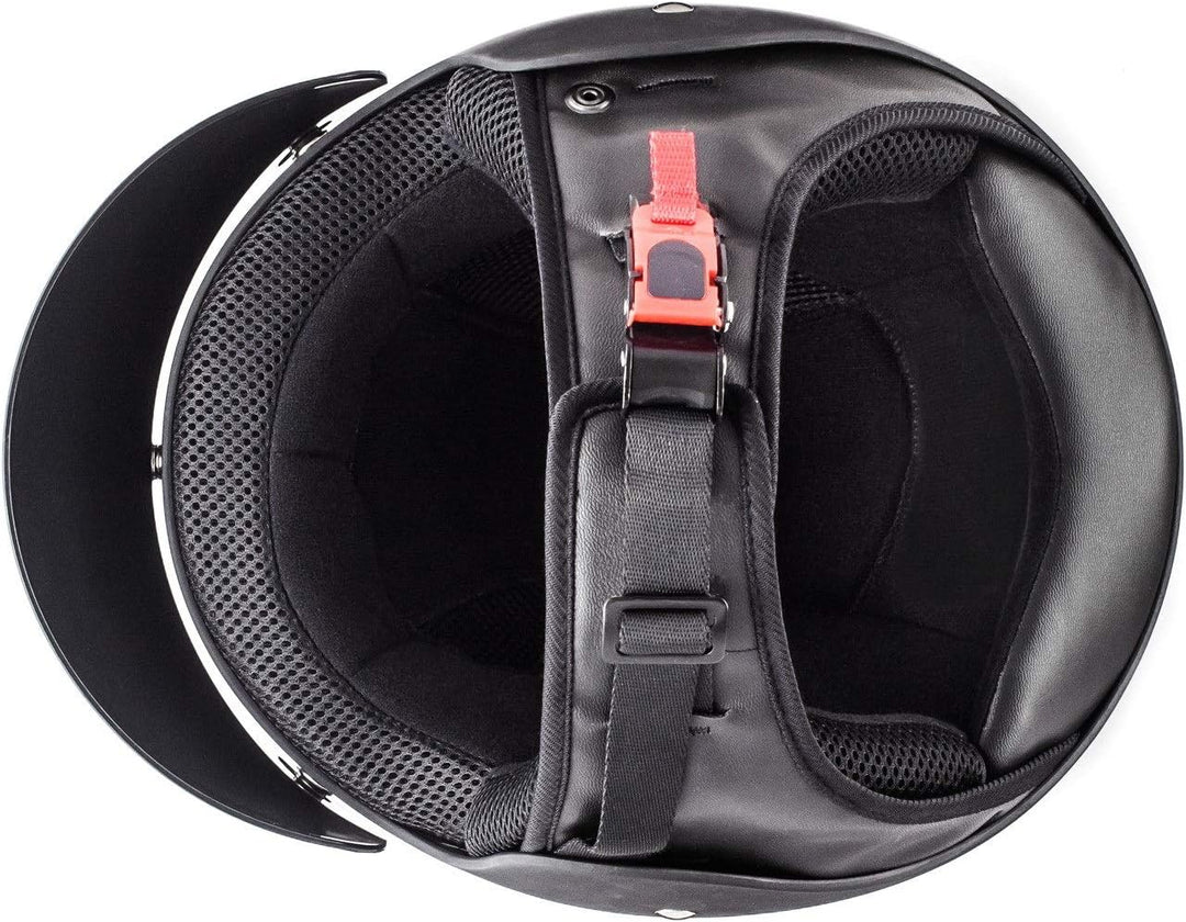 ATO-Moto Classic Jethelm in Schwarz glänzend - extrem leicht - aktuelle Sicherheitsnorm ECE 2205 - G