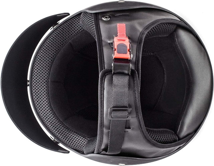 ATO-Moto Classic Jethelm in Schwarz glänzend - extrem leicht - aktuelle Sicherheitsnorm ECE 2205 - G