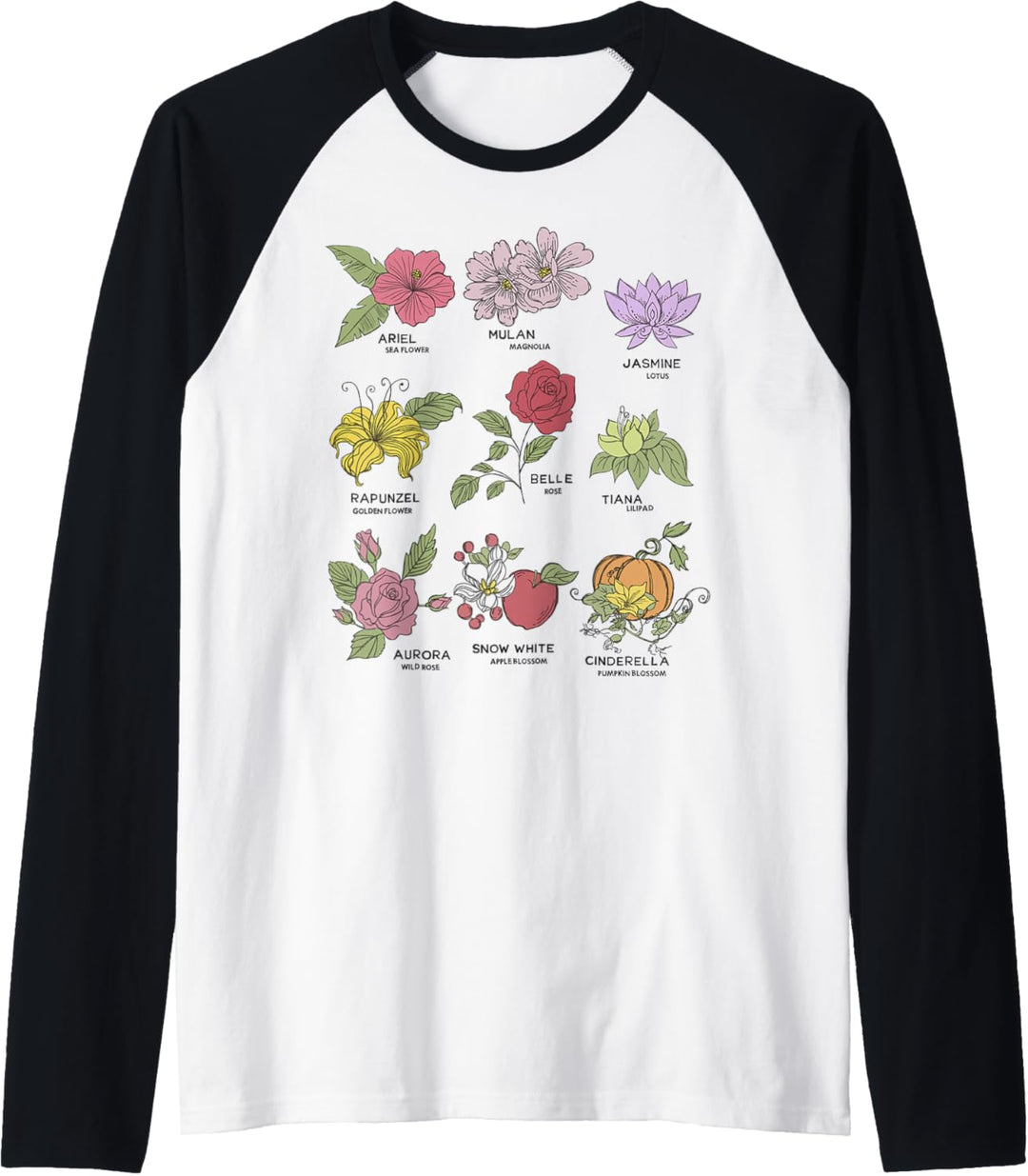 Disney Princesses Types Of Flowers C1 Raglan