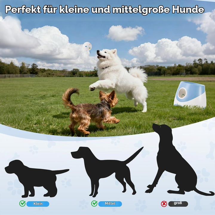 Ballwurfmaschine für Hunde,Mit 6 Tennisbälle,Mit 3 Distanzstufen,Wiederaufladbarem,Ballwurfmaschine