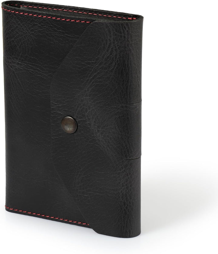 Londo Echtleder Schreibmappe Konferenzmappe mit Notizblock Notizblock und Schloss Schwarz S, Schwarz