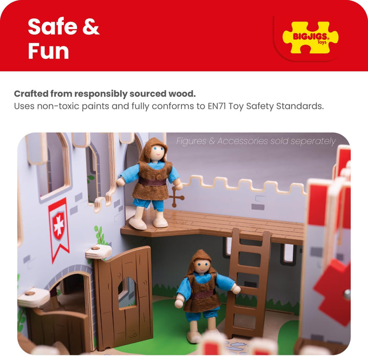 Bigjigs Spielzeug King George Schloss - mittelalterliche Burg Spielset