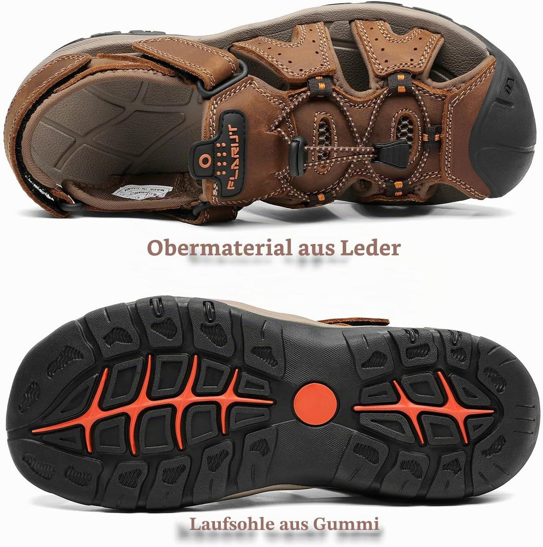 FLARUT Sandalen Herren Outdoorsandalen Sommer Wanderschuhe Trekkingsandalen Leder Strand Wandersanda