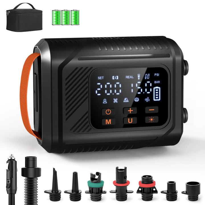 Mojimdo 2026 Premium Elektrische SUP Pumpe - 20 PSI mit Grossem Digitaldisplay & LED-Licht, 5 Modi +