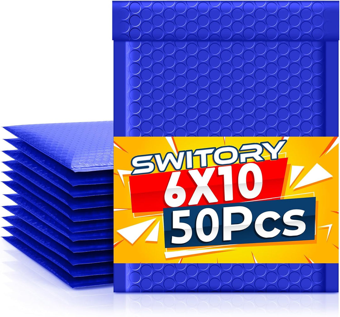 Switory 50 Stück Versandtaschen A5 Polsterumschläge 15,3 cm x 26,9 cm Poly Bubble Mailer Gepolsterte