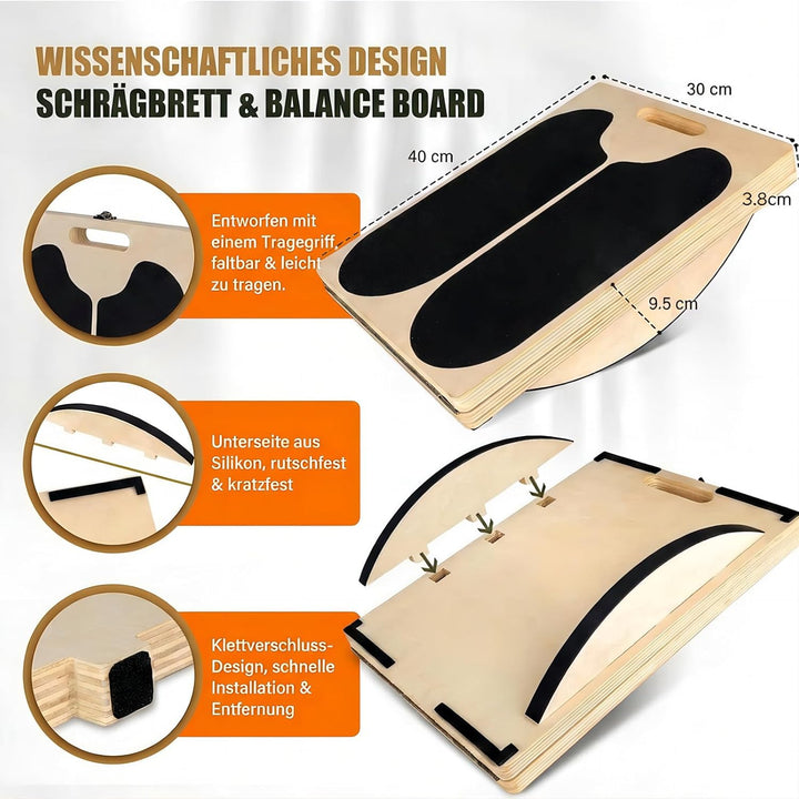 2 in 1 Wadendehner Schrägbrett Balance Board erwachsene aus Holz Gleichgewichtstrainer balanceboards