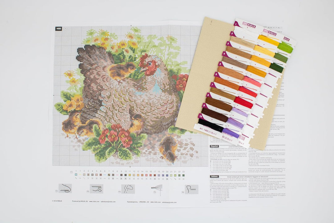 Riolis Stickbild-Set, Motiv Huhn, Kreuzstich