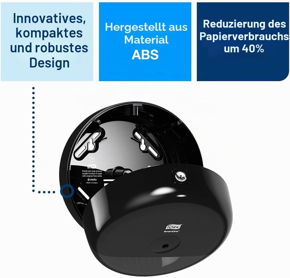 Tork SmartOne® Mini Spender für Toilettenpapier mit hoher Kapazität Schwarz T9, Elevation Design, 68