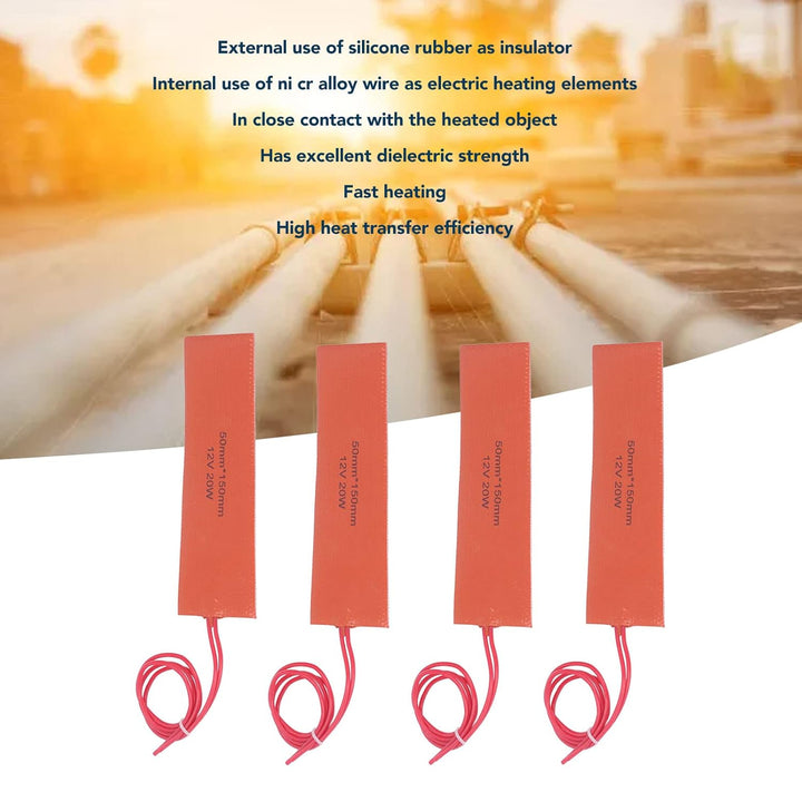 12V 20W Silikon Heizkissen 4 Stück,120-150°C Temperaturbereich Schnelle Erwärmung 50x150mm Flexible