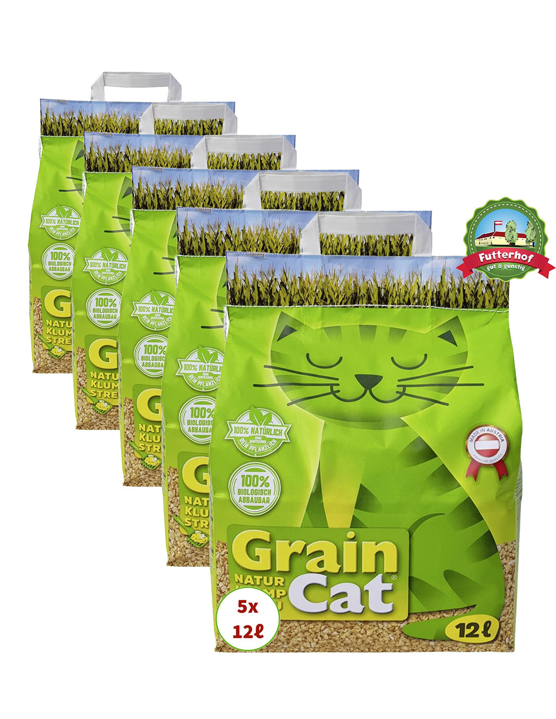 Grain Cat Katzenstreu Natur-Klumpstreu 5x12 L=60 L