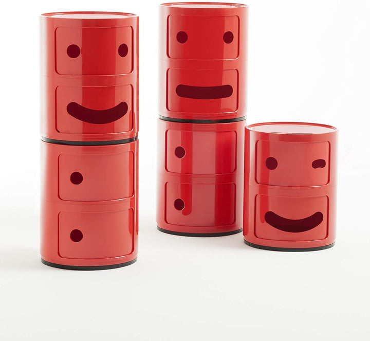 Kartell Componibili Container zwinkernd, Kunststoff, Rot, 32 x 32 x 40 cm 2-fächer Smile Rot Zwinker